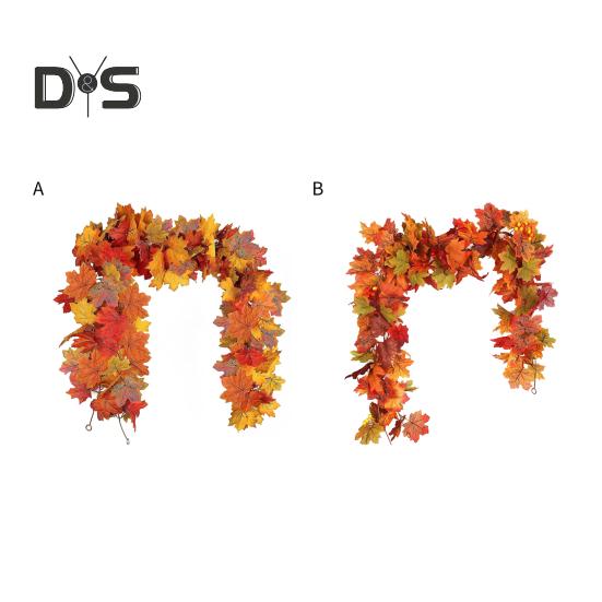175CM Artificial Maple Leaf Garland Home Garden Indoor Outdoor Hanging Faux Plant Leaves Vine Halloween Fall Harvest Festival Decoration