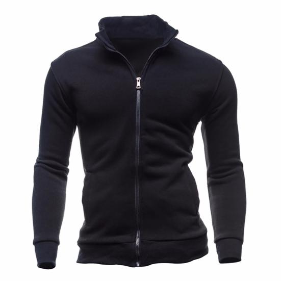 Hoodie Stand Collar Solid Color Warm Business Cardigan Men Coat for Autumn