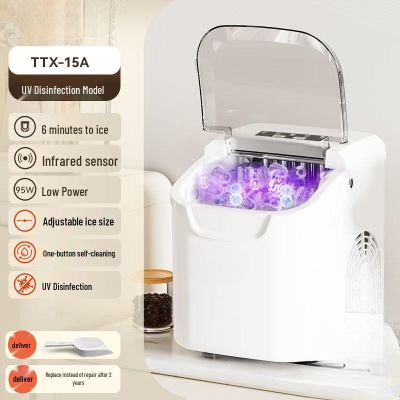 Compact 12KG Automatic Round Ice Cube Maker for Home, Dormitory, or Markets
