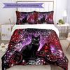 3PC Custom Name Gothic Cat Roses Bedding Set Printed Bedding Set Duvet Cover Closure Includes 1 Duvet Cover & 2 Pillowcases for All Seasons Bedroom