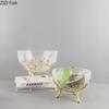 Ice Cracked Texture Fruits Bowl Golden Branches Bracket Glass Storage Tray Snacks and Nuts Bowl Home Kitchen Dessert Cutlery