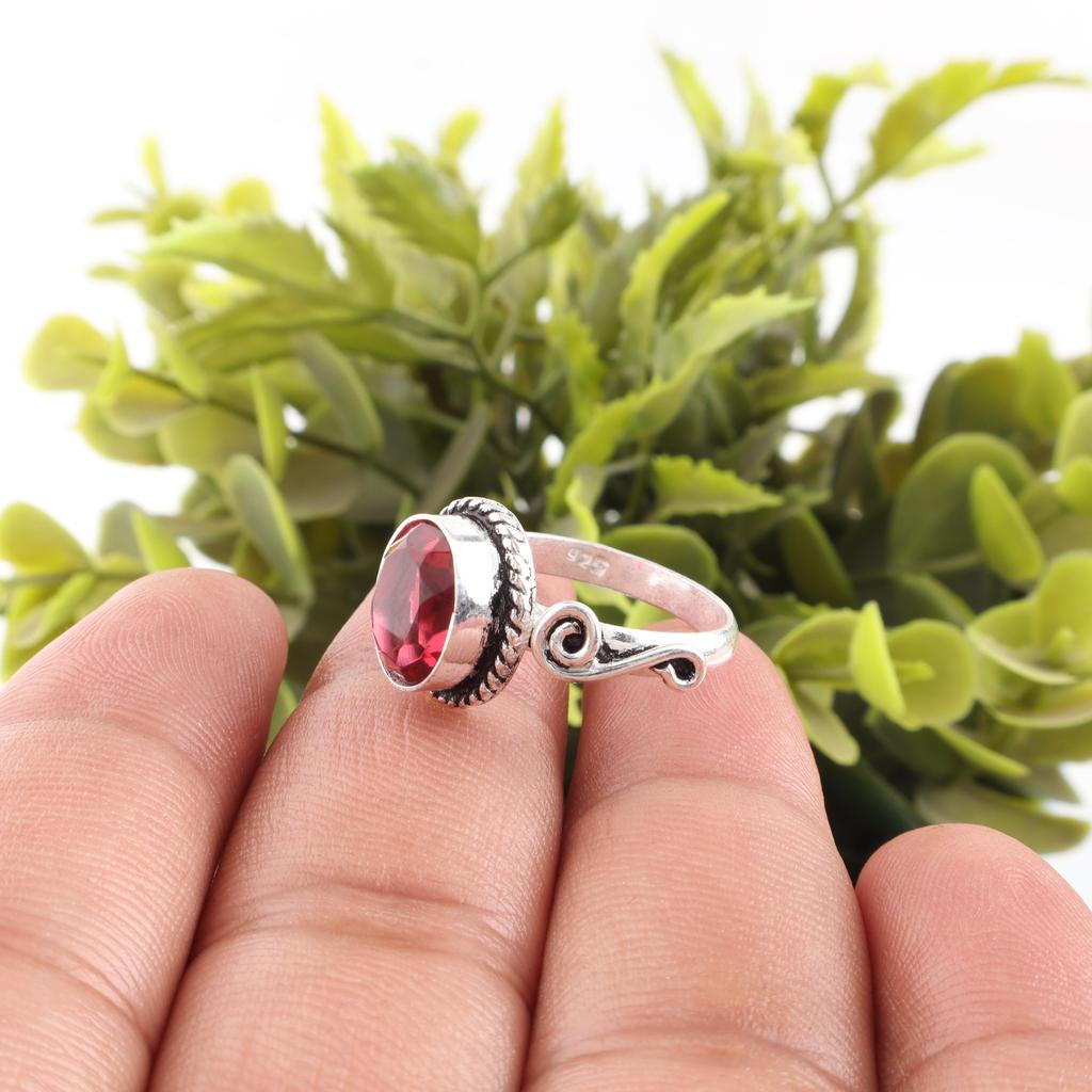 Pink Tourmaline Ring Gemstone Jewelry, 925 Solid Sterling Silver Ring, Handmade Jewelry Birthstone Ring, Gift For Her
