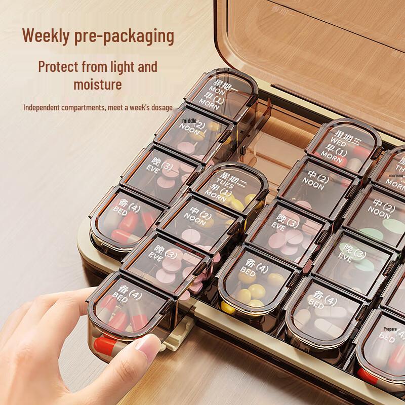 Triple Seal Weekly 28-Compartment Pill Organizer