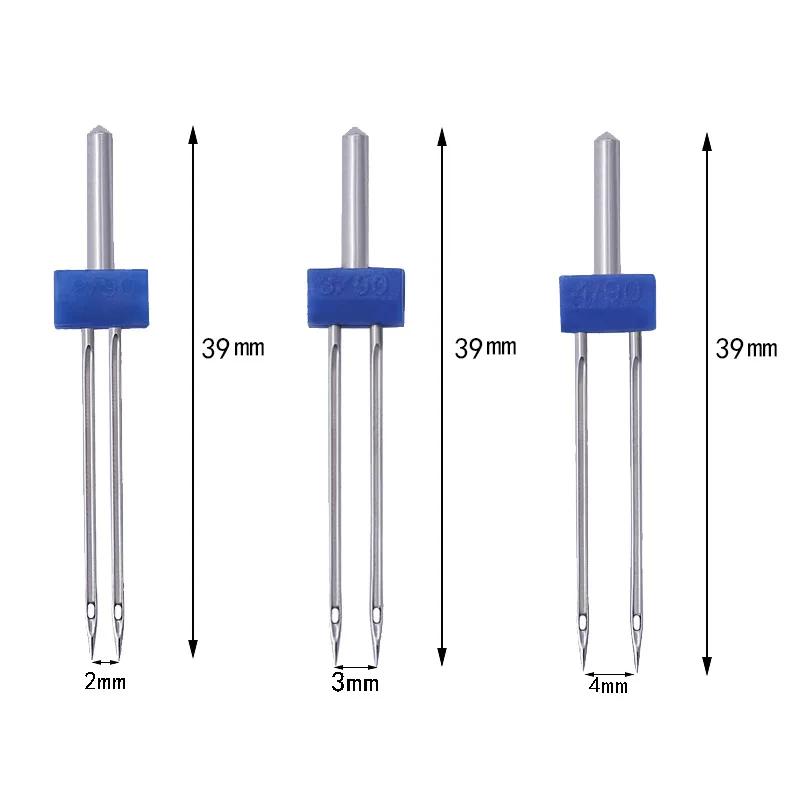 3/4/6Pcs Sewing Machine Double Twin Needles Wrinkled Sewing Presser Foot Sewing Machine Needles Size 2.0/90-3.0/90-4.0/90