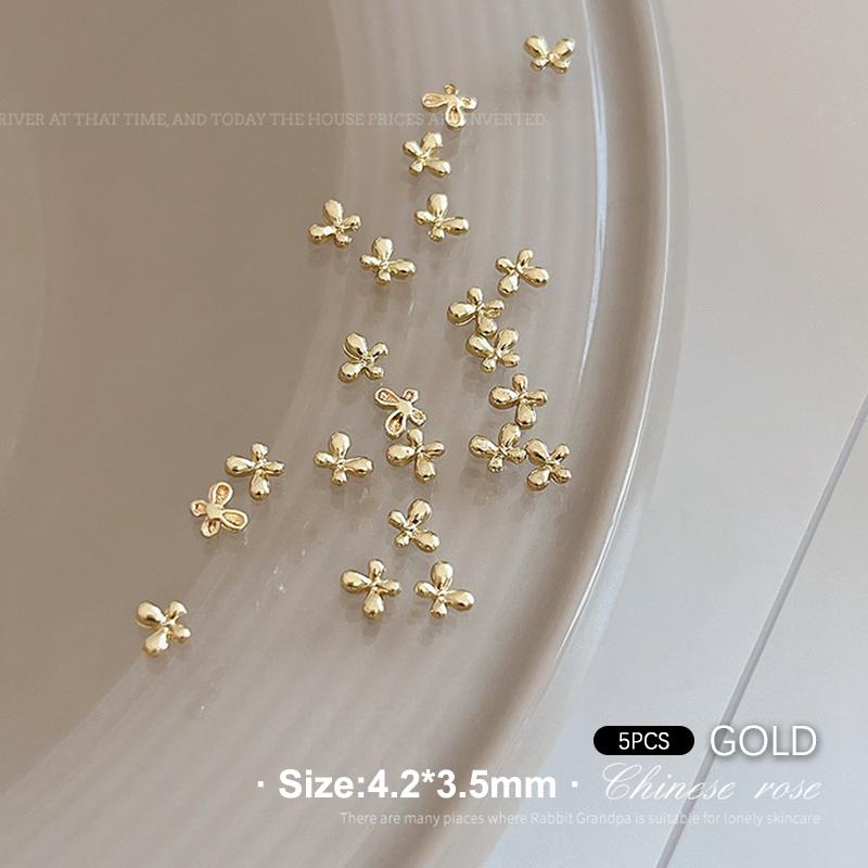 

5Pcs Alloy Bowknot Nails Art Charms Decorations 3D Luxury Bows Shaped Jewellery DIY Manicure Designs Supplies золотий