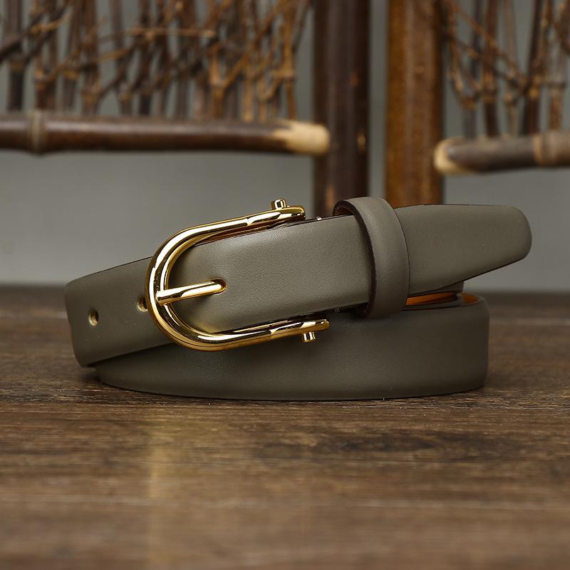 2.4Cm Women'S Napa Leather Belt 2023 Simple And Versatile Fashion Trend With Skirt Pin Buckle Belt