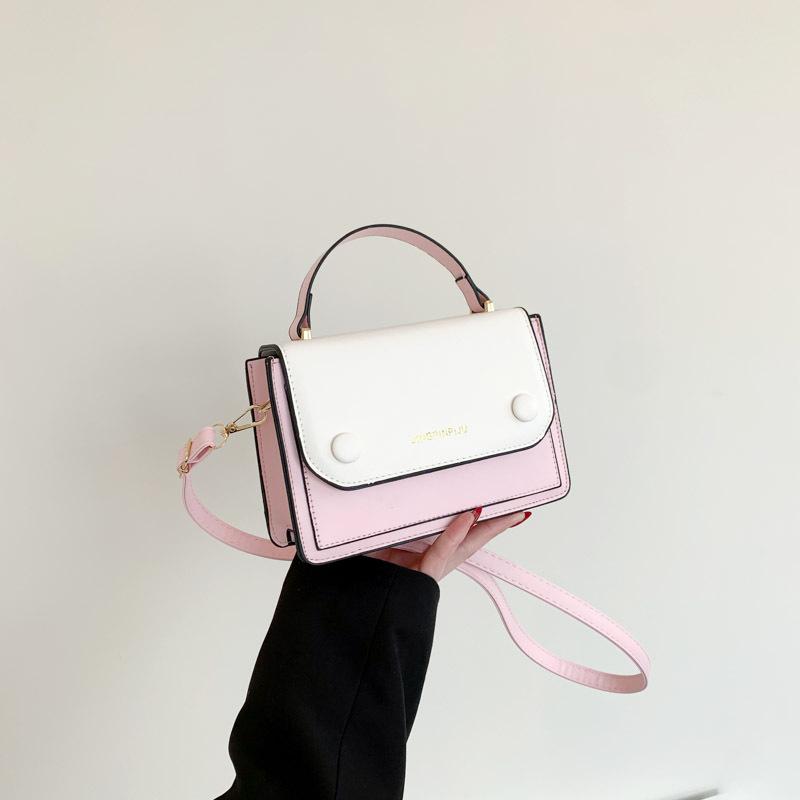 Geantă mică pătrată nouă de primăvară pentru femei, cu textură și îmbinare în culori contrastante, proaspătă și la modă, de umăr sau crossbody