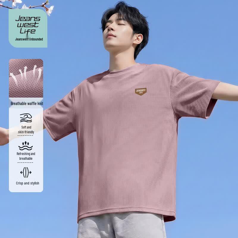 Men s JEANSWEST LIFE Waffle Knit Half-Sleeve T-Shirt XL