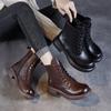 Women's Boots New Autumn and Winter Leather Martin Boots British Retro Short Boots