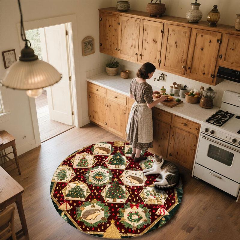 Hedgehog Pattern Round rug,Carpet Rug for Living Room Bedroom Playroom ,Non-slip Floor Mat,Holiday Gifts and Birthday Gifts.