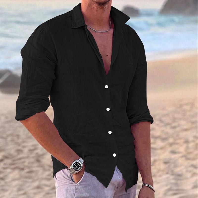 Europäische und amerikanische grenzüberschreitende beliebte Herrenbekleidung, lässiger Trend-Mode-Baumwoll-Leinen-Slim-Fit-Hemd Herren