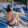 Elegant Red Backless Strappy One-Piece Swimsuit for Women