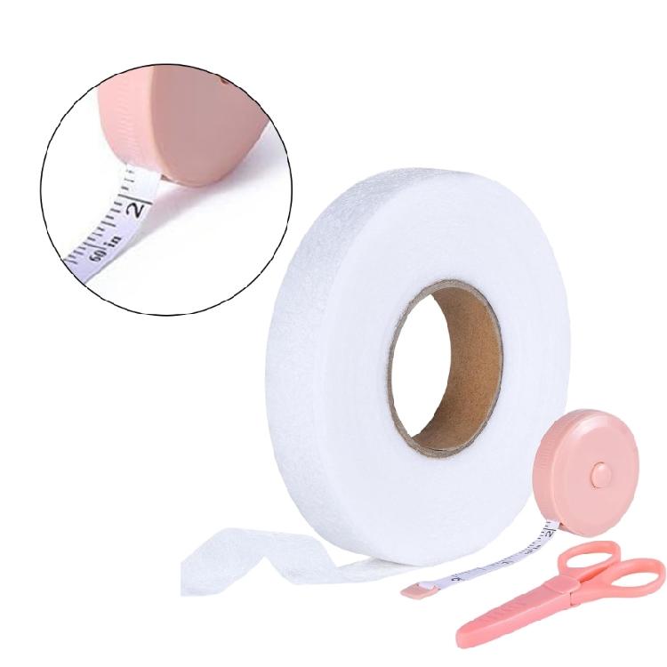 Hem Tape Width 2cm Iron-On Hemming Tape with Scissors & Tape Measur East To Use for Clothes Pants