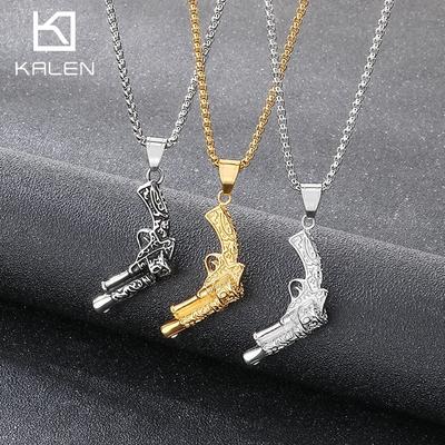 Trendy Hip Hop Accessories, Punk Style Retro Creative American Army Pistol Stainless Steel Men'S Pendant