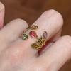Retro Colorful Zirconia Floral Stackable Ring: Elegant, Versatile Design for European and American Styles