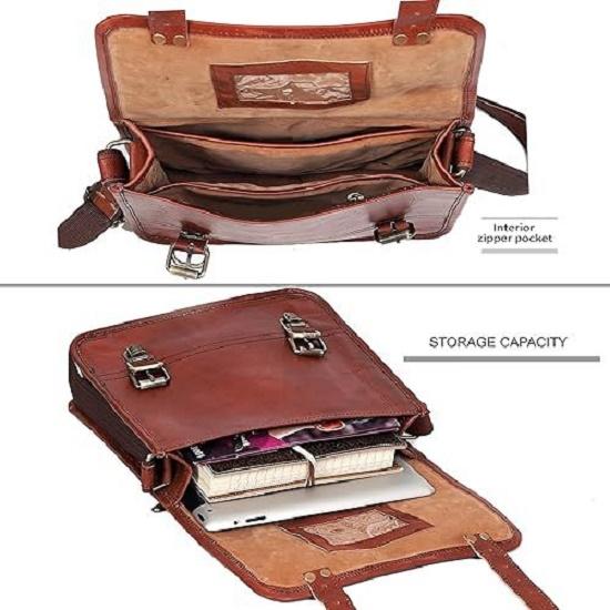 Geantă Messenger din Piele Naturală pentru iPad/Tabletă, Geantă Tip Messenger, Valizetă Mică, Geantă de Umăr Crossbody pentru Bărbați și Femei