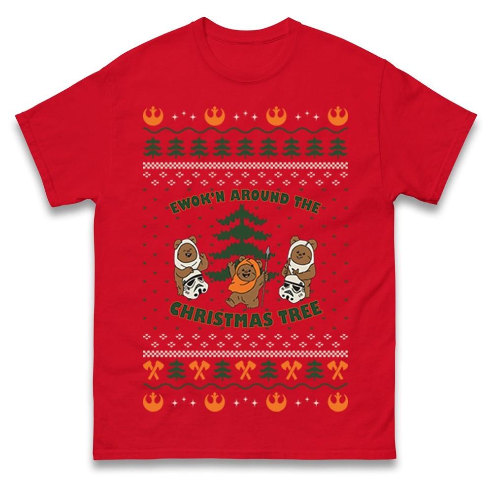 Ewokn Around The Christmas Tree Christmas T Shirt Xmas Festive Gift Tee Top S