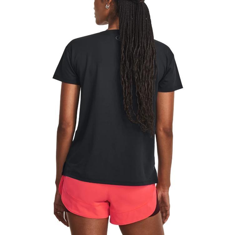 Under Armour RUSH T Shirts Women's Black Crew Neck Moderate Straight Fit Unisex 1379141-001