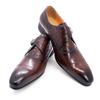 Luxury Men Leather Formal Shoes Classic Ostrich Printed Brogue Cap Toe Adjustable Buckle Office Party Wedding Dress Black Shoes