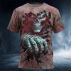 Summer Men's Terror Skull 3D Printed T-shirt Trendy Harajuku Alternative Personality Round Neck Top Loose Fashion Casual Short Sleeve Street Wear