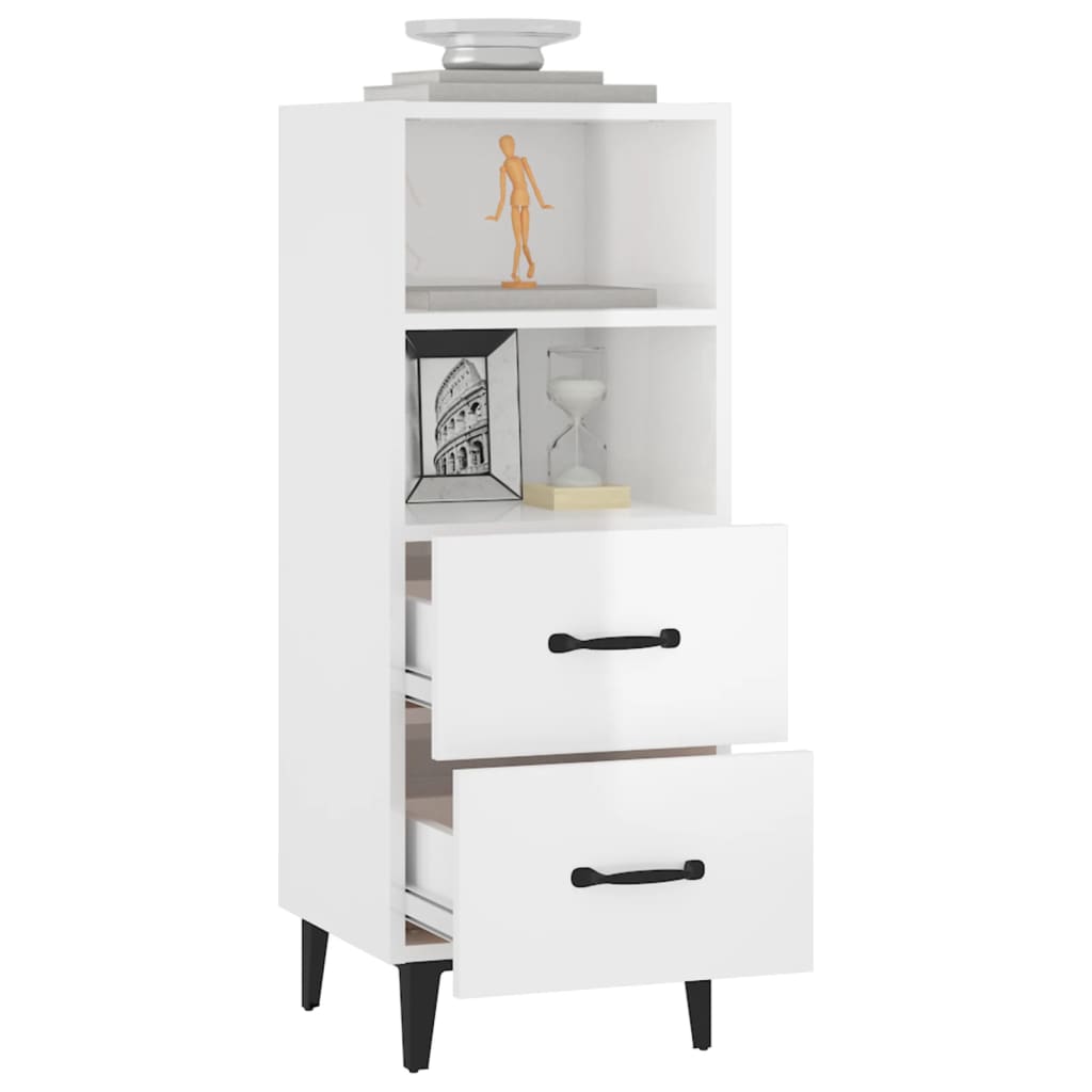 Sideboard High Gloss White 34.5 x 34 x 90 cm Engineered Wood