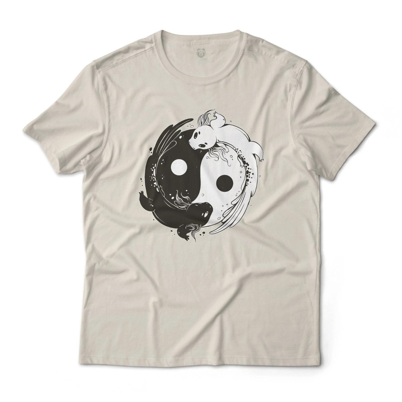 

Axolotl Yin and Yang Monochrome Aesthetic Graphic T-T-Shirt Lightweight Cotton Tee L