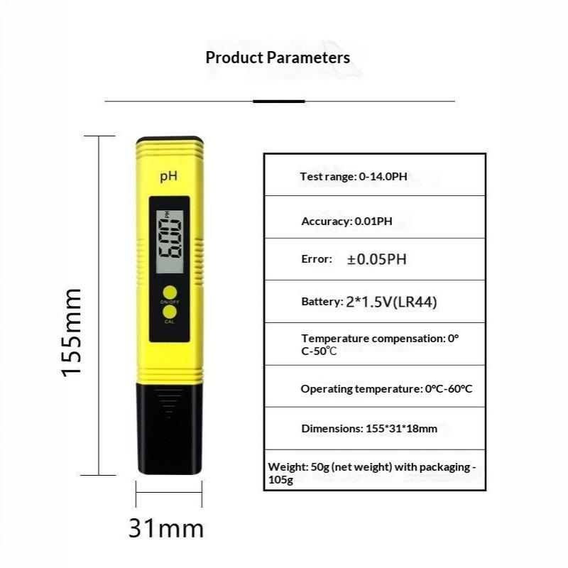 Digital Ph Tester Pen High Precision Lcd Display 3 Calibration Packs For Drinking Water Aquarium Pool Testing