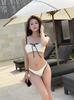 Women's Color Block Thong Bikini: European & American Style, Sexy Two-Piece Swimsuit with Thin Straps