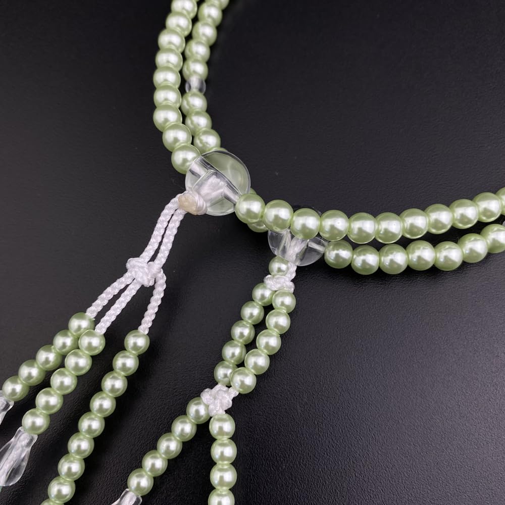 Myorenka Soka Gakkai Gebetsperlen für Frauen und Kleine PC Grüne Acryl Temari SGI Gebetsperlen Kinder, 8 Zoll, Größe, Perle, Kristall, Zweifarbig