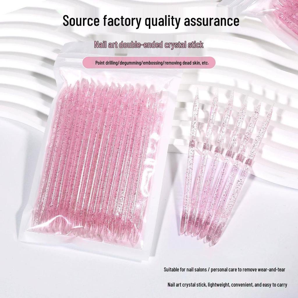 Multicolor Crystal Stick Manicure Dotting Tool Set (100-Pack) - Plastic Orange Wood Cuticle Remover