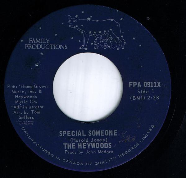 

7inch Record HEYWOODS - I Wish I Could FPA0911X FAMILY PRODUCTI 1972 Canada Rock Used