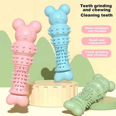 Pet Chew Toy Soft Rubber Bite-resistance Bone Shape Teeth Grinding Chewing Interactive Toys for Small Dogs Training Pet Supplies