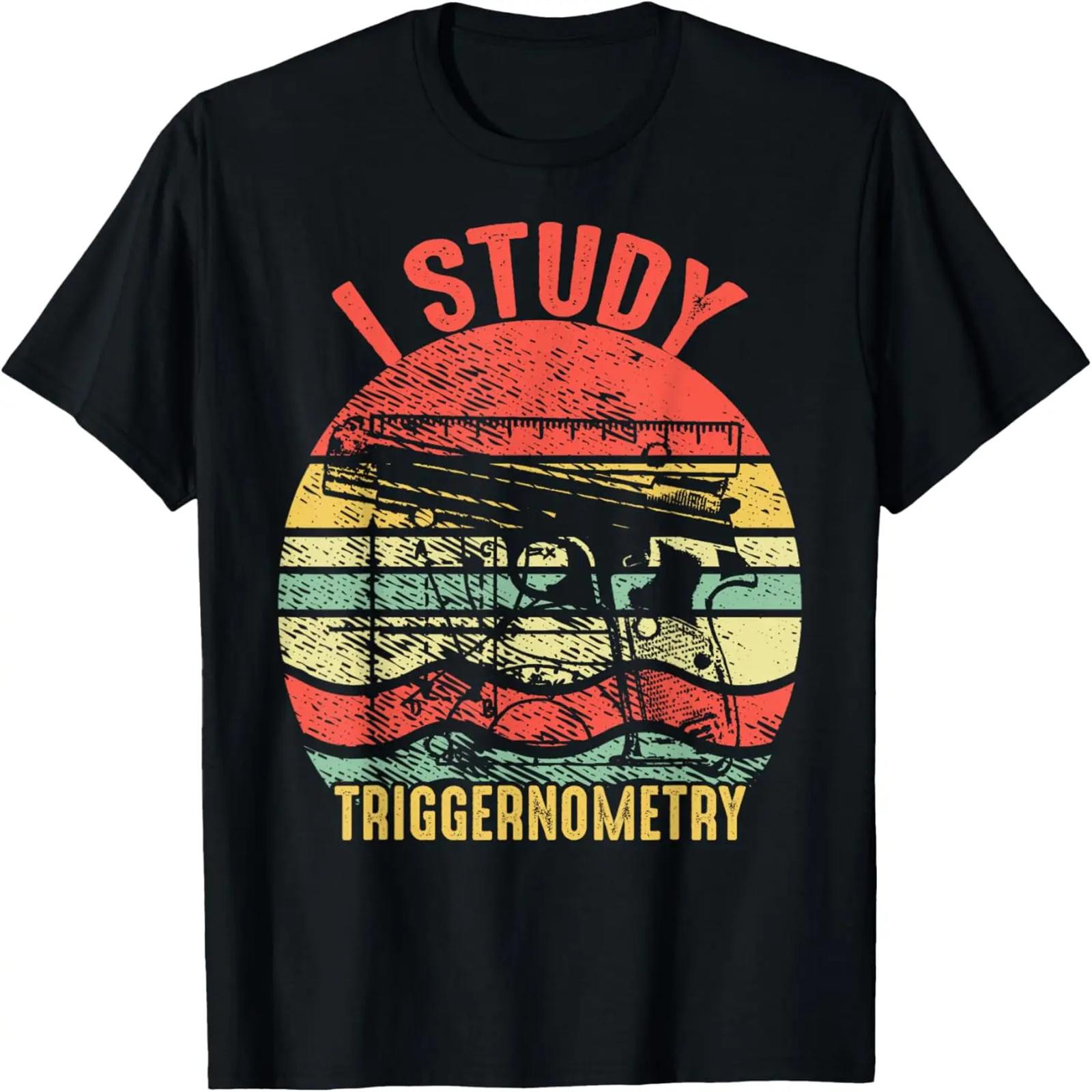 Я изучаю триггенометрию Подарок-пистолет Смешная ретро винтажная надпись Футболка S