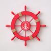 11" Nautical Beach Wooden Ship Wheel Wall Art Coastal Style Boat Steering Wheel Wall Hanging Ornament with Starfish And Hemp Rope for Living Room