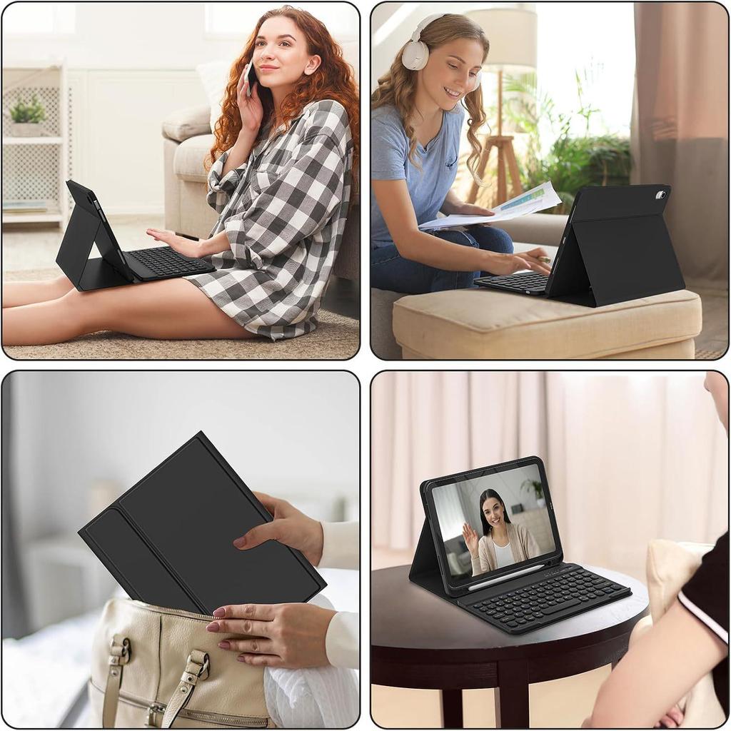 Redmi Pad 2 Tablet Case with Detachable Bluetooth Keyboard, Pen Slot, Round Cap, and Bluetooth Mouse