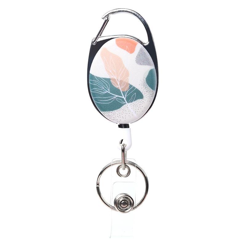 1pc Zinc Alloy Oval Matte Retractable Pull Badge Reel Heavy Duty ID Card Reel Key Ring Outdoor Keychain Clip