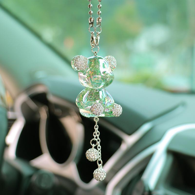

Cartoon Bear Teddy Car Decoration Clay Car Pendant Plastic Ornament Rhinestones StyleB
