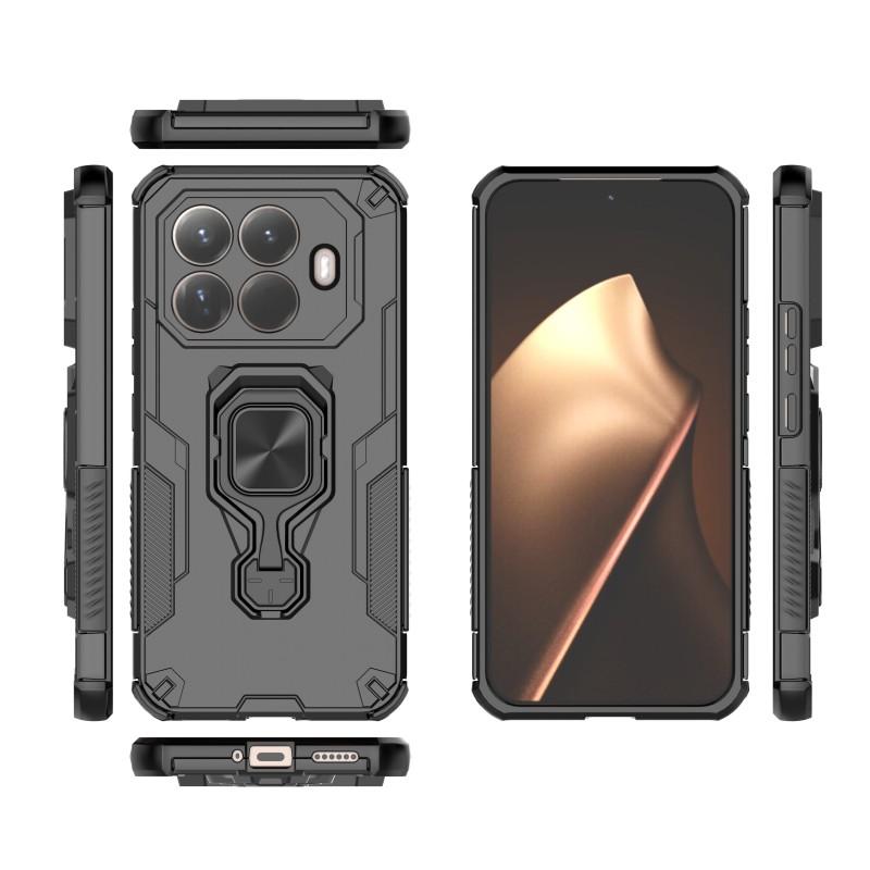 For Xiaomi 15T Pro Phone Case WANLONFENG PC TPU Back Cover Kickstand with Tempered Glass