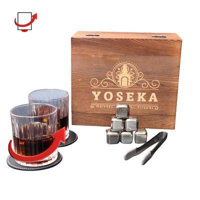 Yoseka Whiskeyglas met Draaiende Spil Perfect voor het Mixen van Dranken Perfect voor Bruiloft en 60e 300ml Whiskeyglas met Draaiende Spil