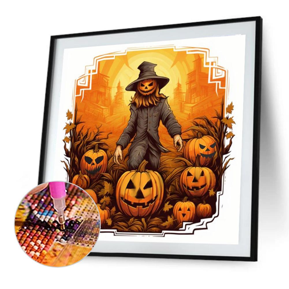 40x40cm Halloween Pumpkin Skull 5D DIY Full Drill Round Diamond Painting Kit