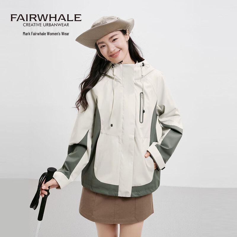 Mark Fairwhale Women's 2025 Outdoor Hooded Colorblock Windbreaker Jacket