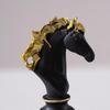 Small International Chess Resin Ornament - Desktop Decor with King, Queen & Horse Pieces