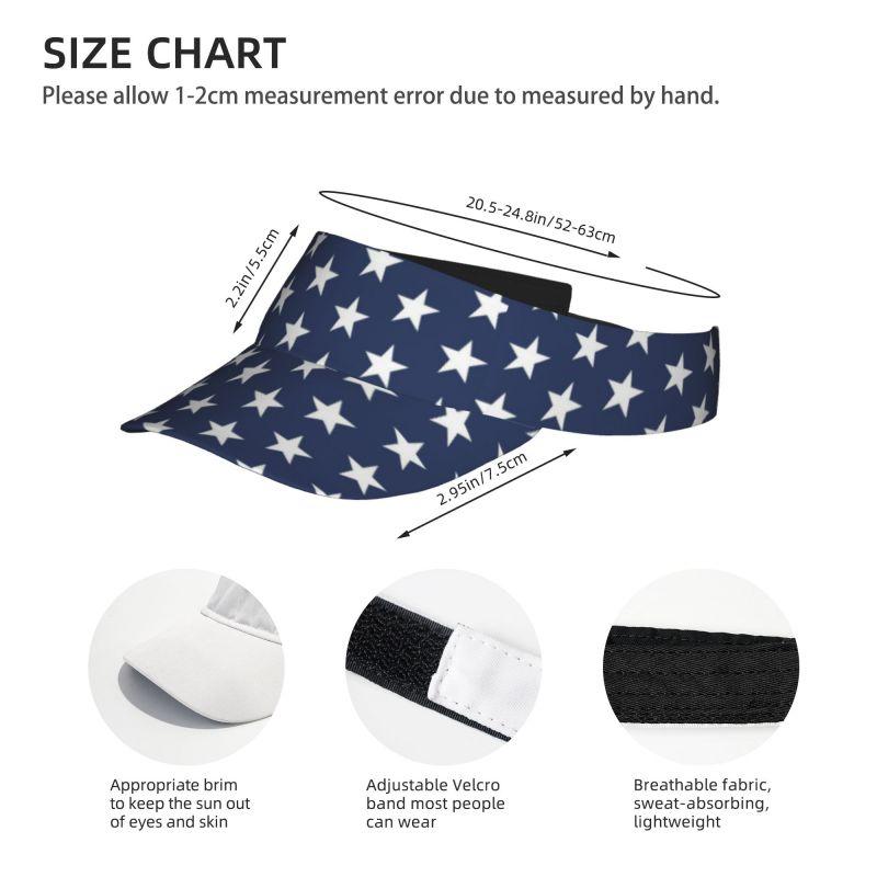 White Pentagram with Navy Blue American Flag Sports Sun Visor Hats Adjustable Lightweight Packable Sun Visor Hat for Golf Tennis