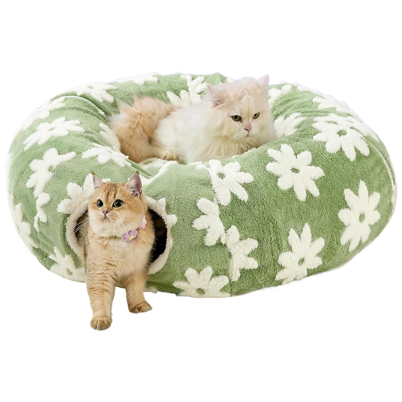

2-in-1 Flower Design Interactive Cat Tubes & Tunnels Plush Cat Tunnel Cat Nest Toy Cat Entertainment Drilling Channel With Ball CN