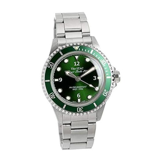 [The Stack] Часы STAC Made in Japan Classic Diver s Watch Deep Green Sweep Second Watch 38mm Classic Scuba 200 для мужчин и женщин