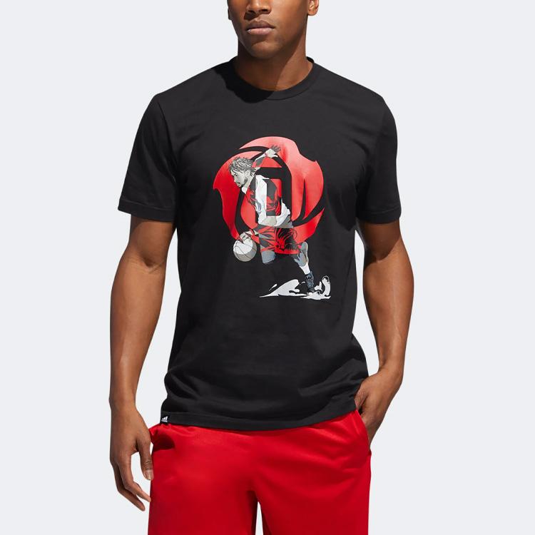 Adidas Casual Sports Print Crew Neck Short Sleeve T-Shirt Men Tops Black DQ0922