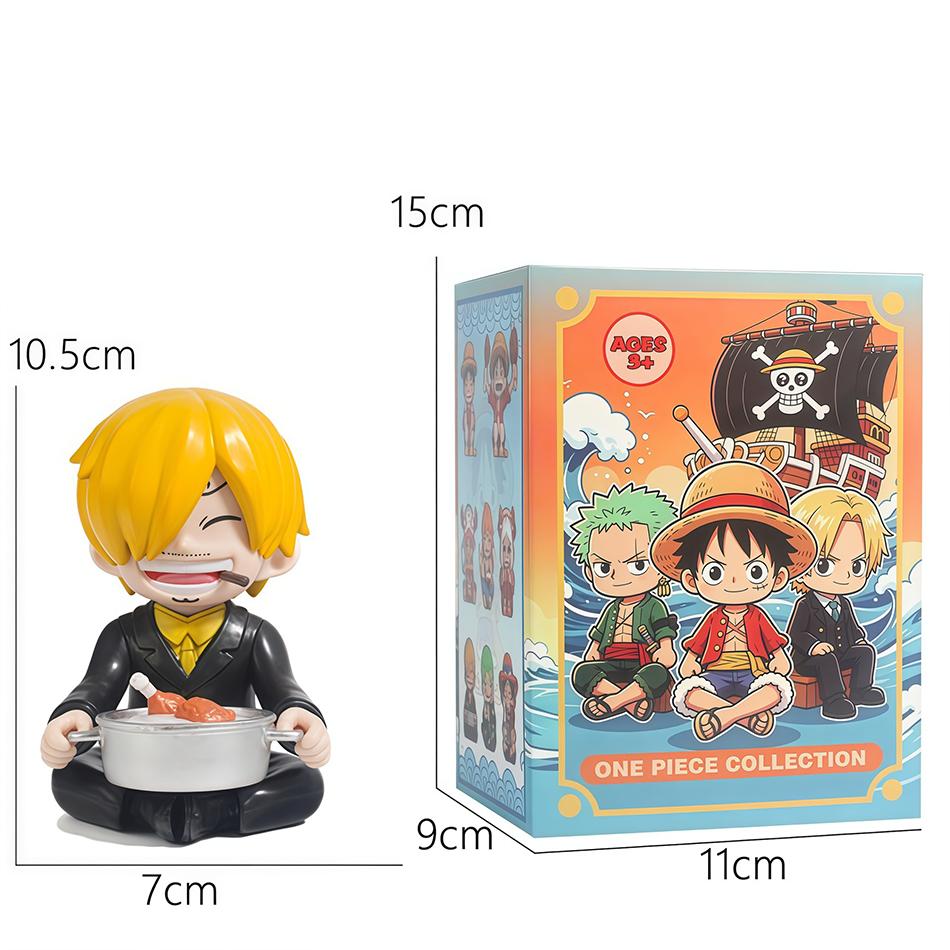 1-8Pcs One Piece Q Edition Doll Food Series Cute Luffy Zoro Ace Sanji Yamato Model Cartoon Collect Car Desk Decoration Toy Gift
