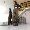 American retro leopard print jeans women's straight tube loose casual hip-covering design sense niche pear-shaped body wide-leg pants