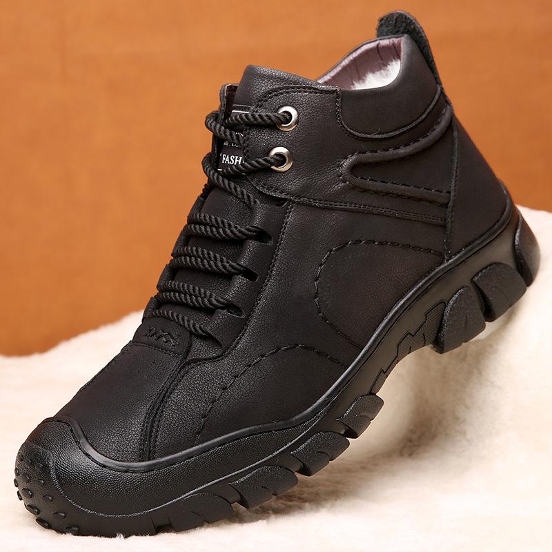 

Outdoor mountaineering warm wool men s cotton shoes high-top men s boots velvet leather shoes 46 non-slip, cold-proof and frost-resistant 46