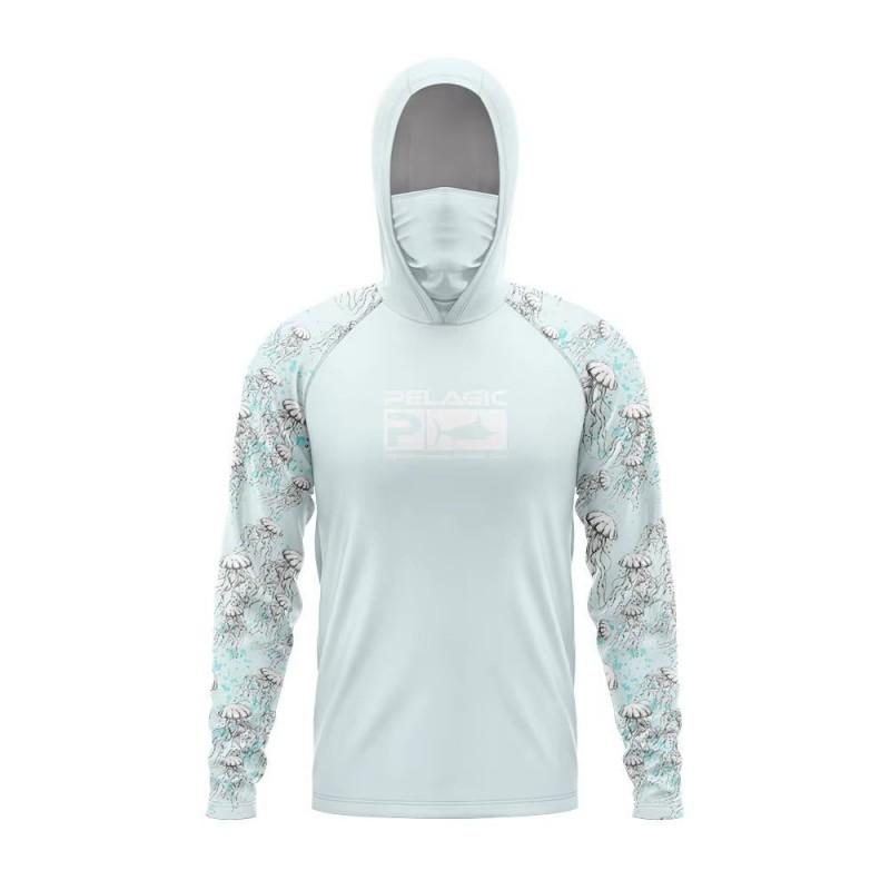 Mens Quick-Dry Hooded Fishing Shirt With Face Cover UV Protection Breathable Lightweight Summer Outdoor Sportswear